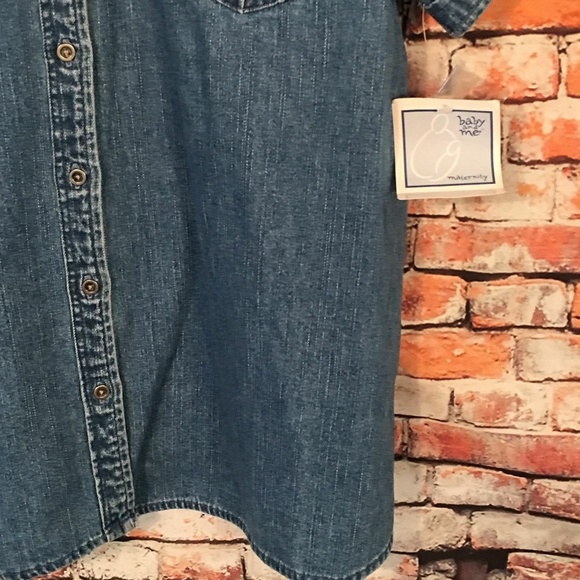 (N-25) Baby & Me Blue Denim Button Down Blouse NWT - Picture 5 of 7